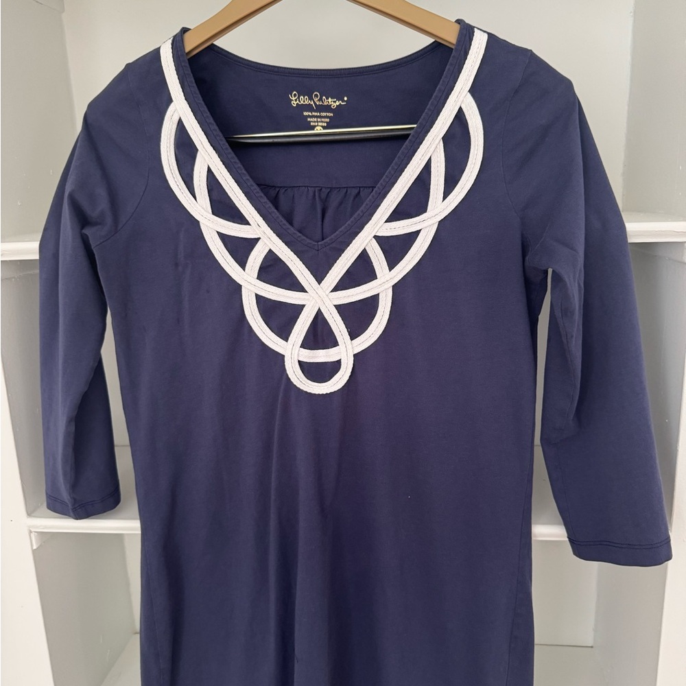 Lilly Pulitzer Navy Top with White Trim